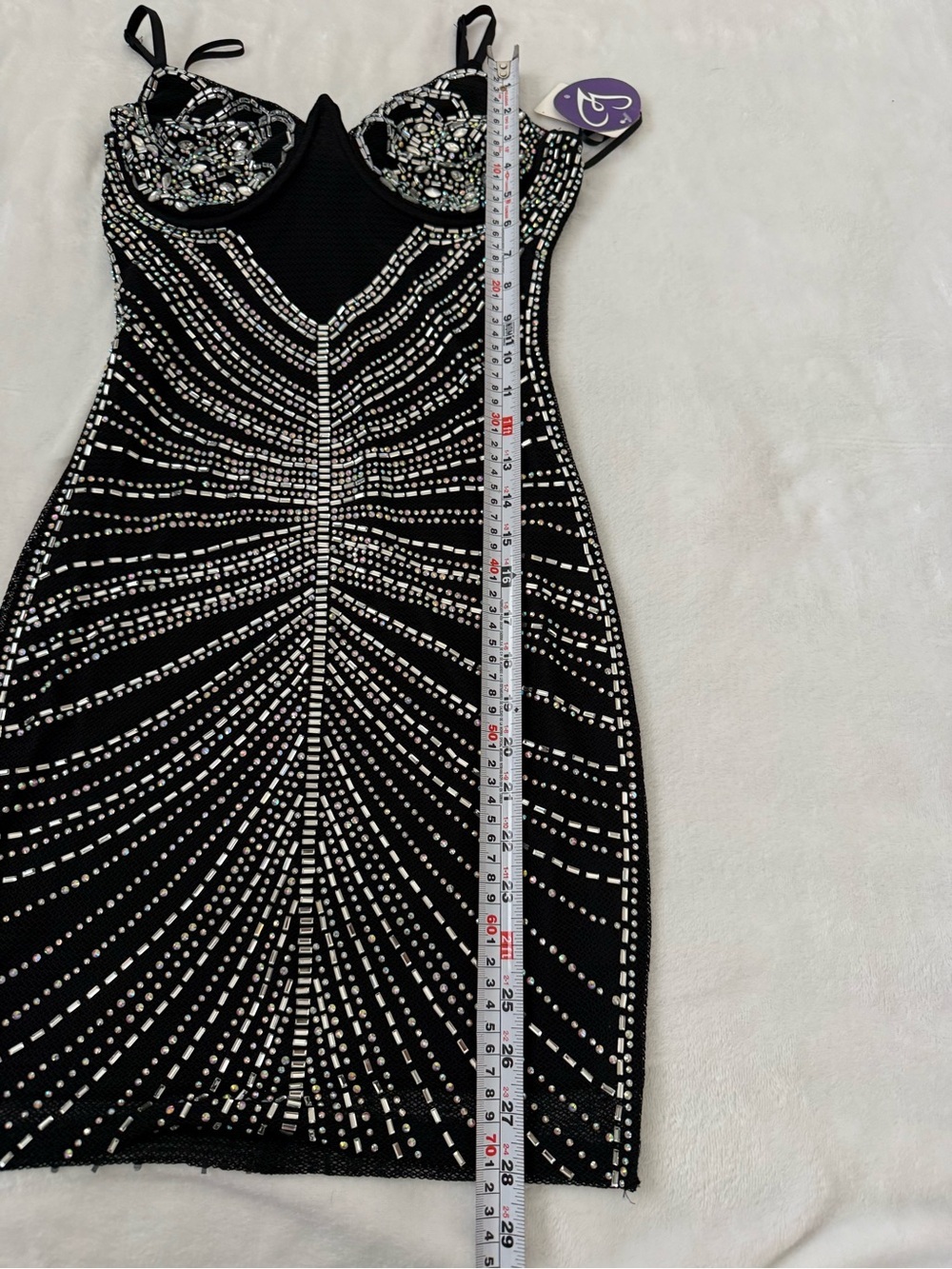 Windsor Rhinestone Bodycon Mini Dress NWT Black Glam Party Size S - Picture 9 of 10